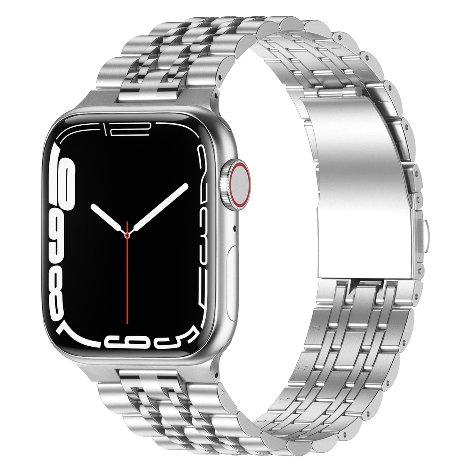 Anlinser Metal Strap Compatible with Apple Watch Straps 46mm 45mm 44mm 42mm 41mm 40mm 38mm, Adjustable Stainless Steel Band for iWatch Ultra 2 Series 10/9/8/7-1,SE (49/46/45/44/42, Silver)
