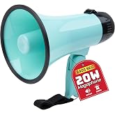 MyMealivos 20W Megaphone Bullhorn, Built in Siren &amp; 240s Recording, 5.4"&times;8.6" Portable Megaphone with Volume Control Cover Up to 300 feet+ for Indoor and Outdoor Activities
