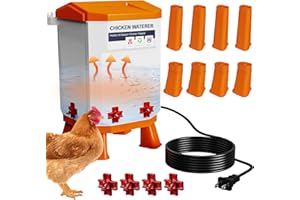 Nexum 2-Gallon Heated Chicken Waterer – All-Season Poultry Drinker with 4 Nipples and Stand, Keeps Clean & Unfrozen, Easy-Fill, Low Maintenance for Chickens, Ducks & Quail (Orange, 7L)