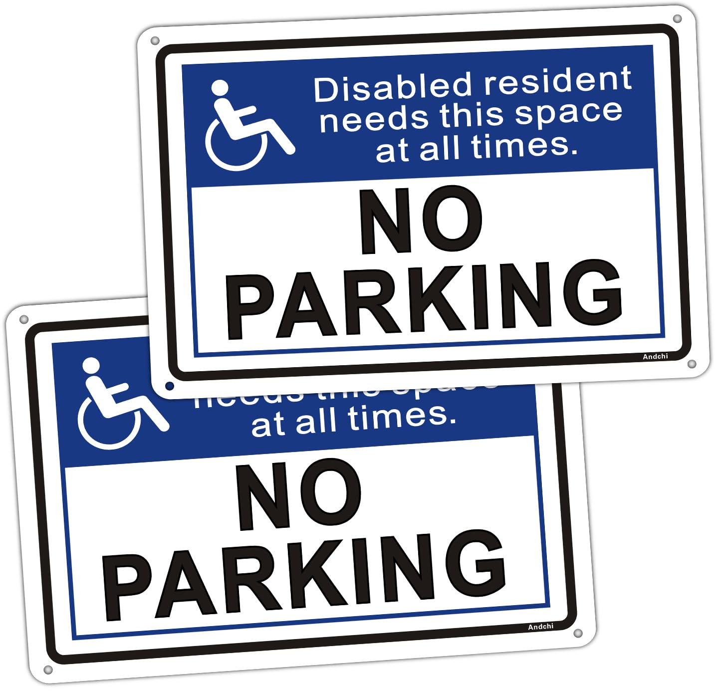 2pcs No Parking Sign Disabled People Area Sign Metal by Road or Free Area, 25 * 35 cm(Blue-Disable Parking)