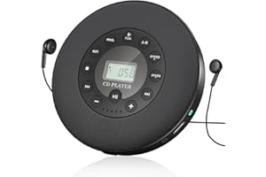 Rechargeable Portable Bluetooth CD Player,Lukasa CD Player Portable,Compact Music CD Disc Player for Car/Travel, Home Audio Boombox with Stereo Speaker & LCD Display,Support CD USB AUX Input,2000mAh