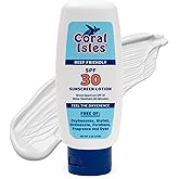 Coral Isles Sunscreen SPF 30 | Hawaii Compliant as Reef Safe | Octinoxate & Oxybenzone Free | Broad Spectrum UVA/UVB Protection | Water Resistant 80 Min. | Fragrance Free | 6 Fl Oz (Pack of 1))
