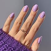 Glamnetic Press On Nails - Lilac | Solid Opaque Light Pastel Purple Round Nails, Reusable | 12 Sizes - 30 Nail Kit