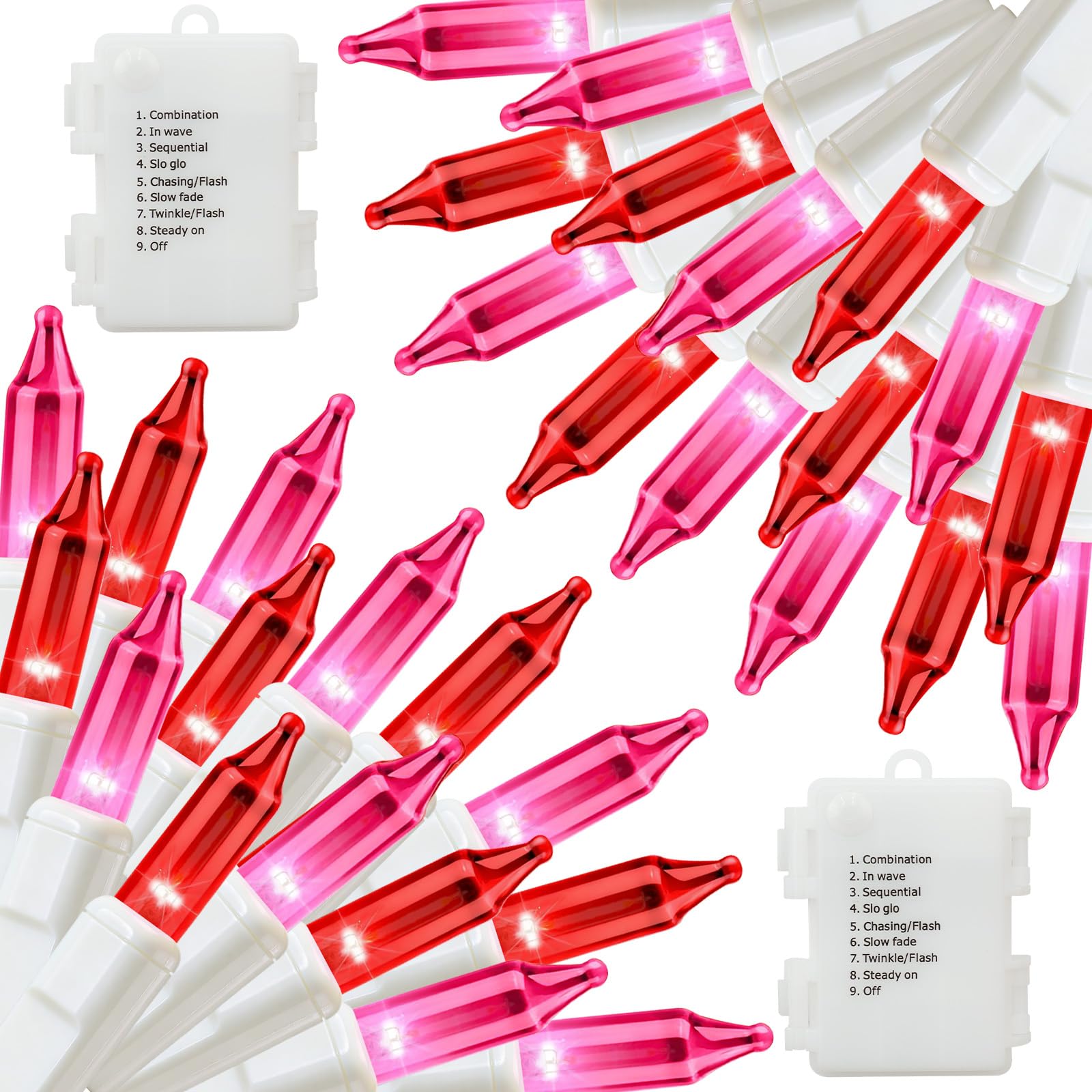 Photo 1 of ZICZLI 100 LED 2 Pack Red Pink Valentines Day Lights, 17.4Ft Battery Operated Mini String Lights with 8 Modes & Timer Waterproof Lights for Patio Garden Party Wedding Valentine's Day Decorations