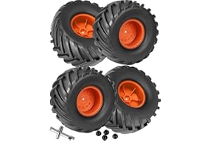 RcarmubWow Tires Set for 1/10 RC Truck Traxxa HIMOTO HSP HPI Tamiya Kyosho,12mm Hex RC Wheels and Tires,4pcs,Orange