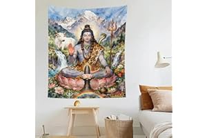 GJEYHLH Vintage Retro Lord Shiva Divine Grace in a Himalayan Realm Tapestry, Wall Decor Tapestry - Abstract Design Polyester 