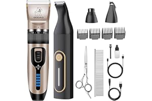 Gooad Dog Clippers for Grooming for Heavy Thick Hair&Coats,Low Noise Hair Trimmer,Rechargeable Cordless Pet Shaver, Dog Grooming Kit with Paw Trimmer Nail Grinder for Small Large Dogs