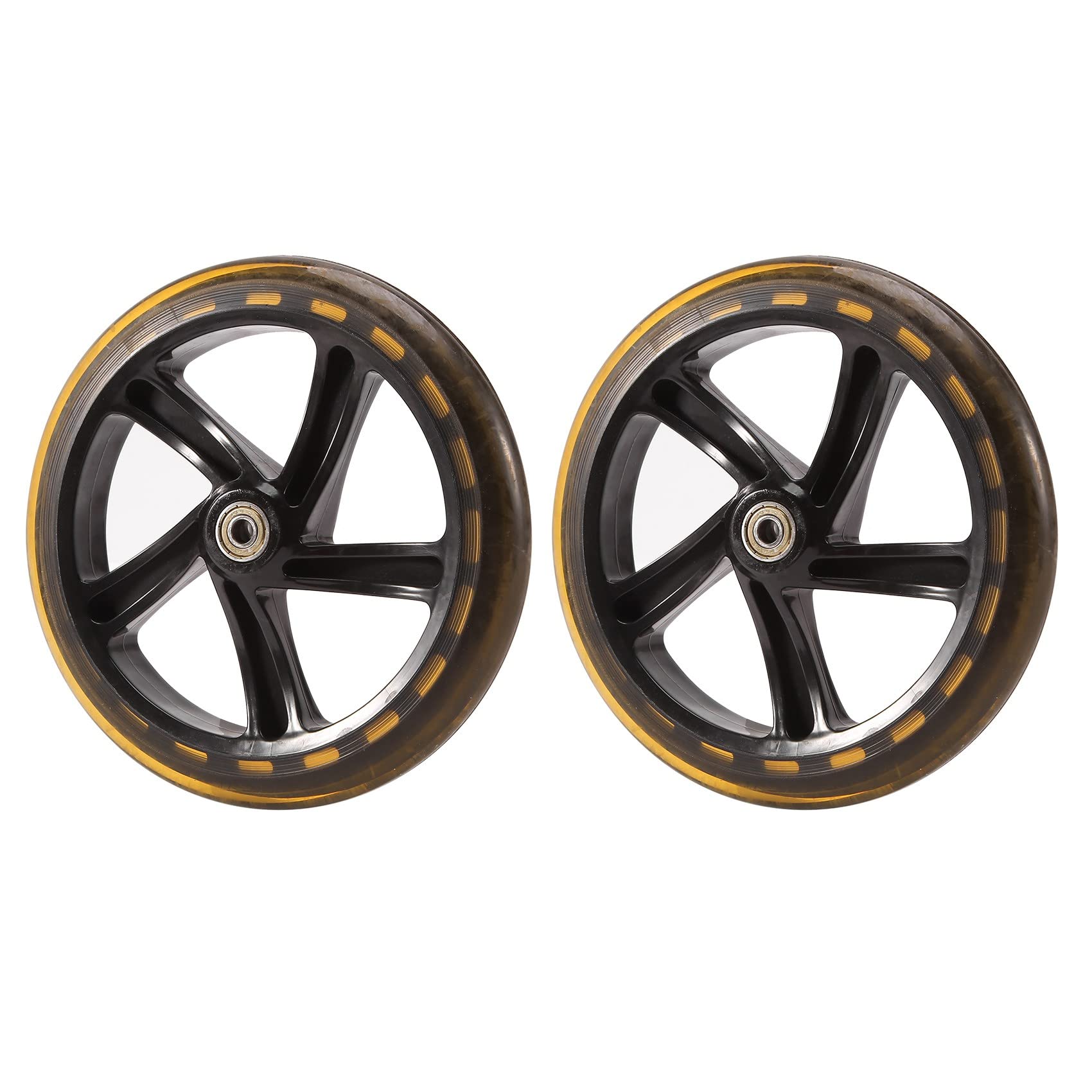 Hausdec 2 Pieces Scooter Wheel 200 mm PU Material Wheel Thickness 30 mm ABEC-7 Bearing,Transparent Black