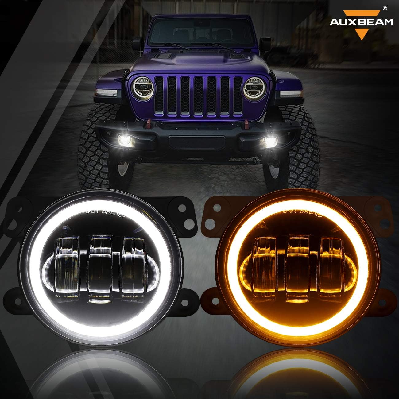 Auxbeam 4 Inch LED Fog Lights for Jeep Wrangler JK Rubicon Unlimited