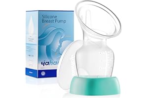 yahaa Manual Breast Pump for Breastfeeding Essentials,Colostrum Collector with Spill Free Valve,Cap,Silicone,Self-Stand Bottom,Aqua,4oz