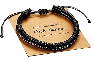 Vrsilver Morse Code Bracelets for Men, Gunmetal Beads on Black Leather Bracelets for Mens Gifts Inspirational Gifts for Him Best Friend Boyfriend Husband Dad Grandpa Friends Brother Mens Jewelry