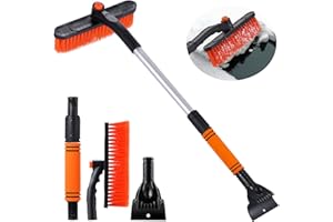 DUYAJOINX Snow Brush with Ice Scraper for Car Windshield, Magic Snow Scrapers & Brush, Car Window Snow Cleaner Removal Tool with Foam Grip, 22 Inch to 29 Inch Extendable Snow Remover for Family Cars, SUVs