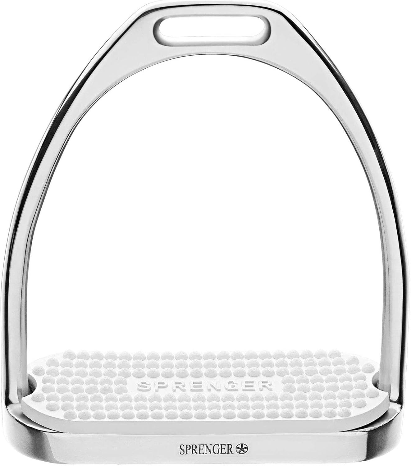 Sprenger Fillis Stirrups Silver 120 mm Tread Width I Safety Stirrups with White Insert Rustproof Stainless Steel Pack of 2