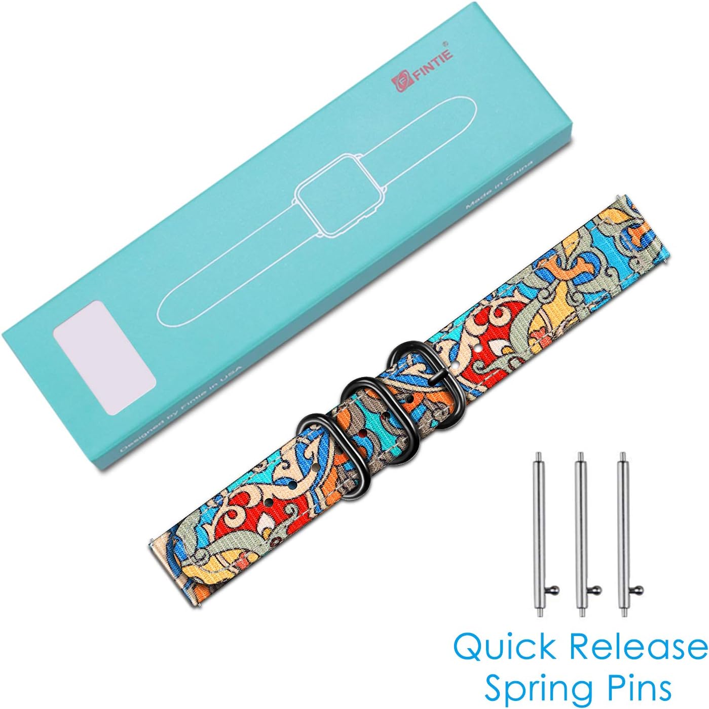 Fintie Bands Compatible with Fitbit Versa 2 / Versa/Versa Lite Edition, Soft Nylon Replacement Strap Wristband Accessories Compatible with Fitbit Versa Smart Watch, Cartoon Floral: Home Audio & Theater