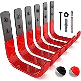 SunVFaFa 4 Inch Garage Hooks, 6 Pack Heavy Duty Wall Hooks for Hanging, Ladder Hangers for Garage Wall Mount, Steel J Utility Garden Hose Holder Tool Organizers and Storage(55lbs)