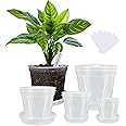 YALIOURS Clear Nursery Pots for Plants, 4/5/6/7 inch Transparent Plastic Plant Pots with Drainage Holes, 8 Pack Garden Pots S