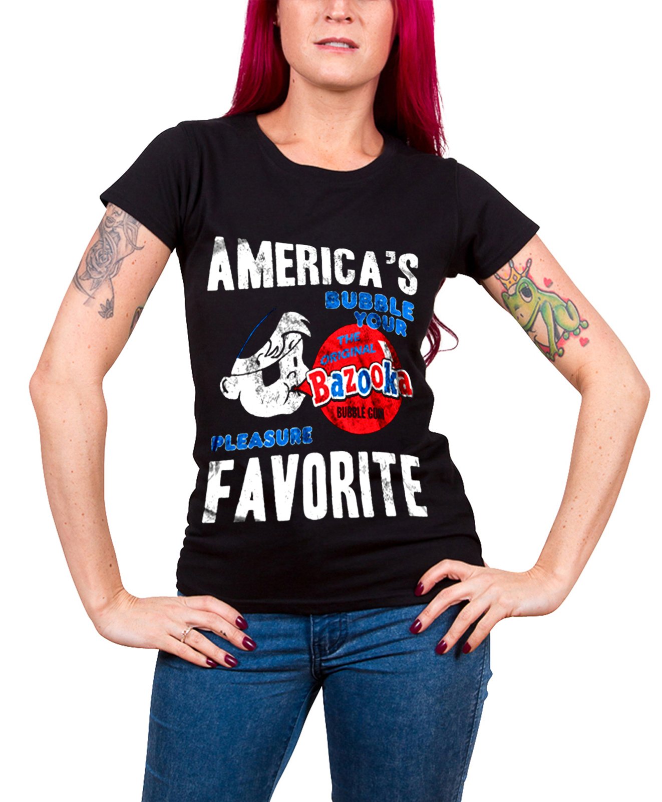 Bazooka Joe T Shirt America?S Favorite Official Womens Junior Fit Black