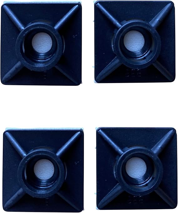 100 Pack of Black Cable Tie Bases 19mm x 19mm (3/4") Premium