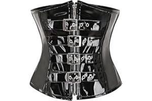 bslingerie Womens PVC Leather Underbust Waist Training Body Shaper Bustier Corset Top