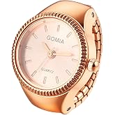 Avaner Men Women Finger Watches: Stretch Band Analog Quartz Easy Reader Stainless Steel Classic Elastic Ring Watch