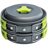 MalloMe Camping Cookware Mess Kit for Backpacking Gear – Camping Cooking Set - Backpack Camping Pot and Pans Set - Portable Camping Stove and Backpacking Stove Compatible - Camp Accessories Equipment