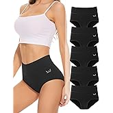RUIXUE Women's Underwear High Waisted Ladies Cotton Panties Breathable Stretch Full Coverage Postpartum Brief 5Pack