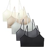 Suekaphin Girls Training Bra Padded Seamless Soft Bras for Girls with Adjustable Strapes Removable Pads Pack of 5