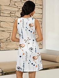 LUXVEER Womens Floral Summer Dress Casual Loose