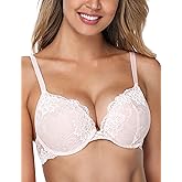 Wingslove Women's Push Up Bra Lace Comfort Padded Add 1 Cup Plunge Underwire Bras Lift Up