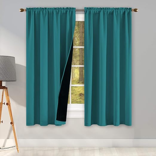 Amazon.com: 100% Teal Blackout Window Curtain Panels with Black Lined