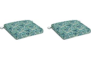 Arden Selections Outdoor Seat Cushion, 2 Pack, 20 x 20, Rain-Proof, Fade Resistant, Teal Waves