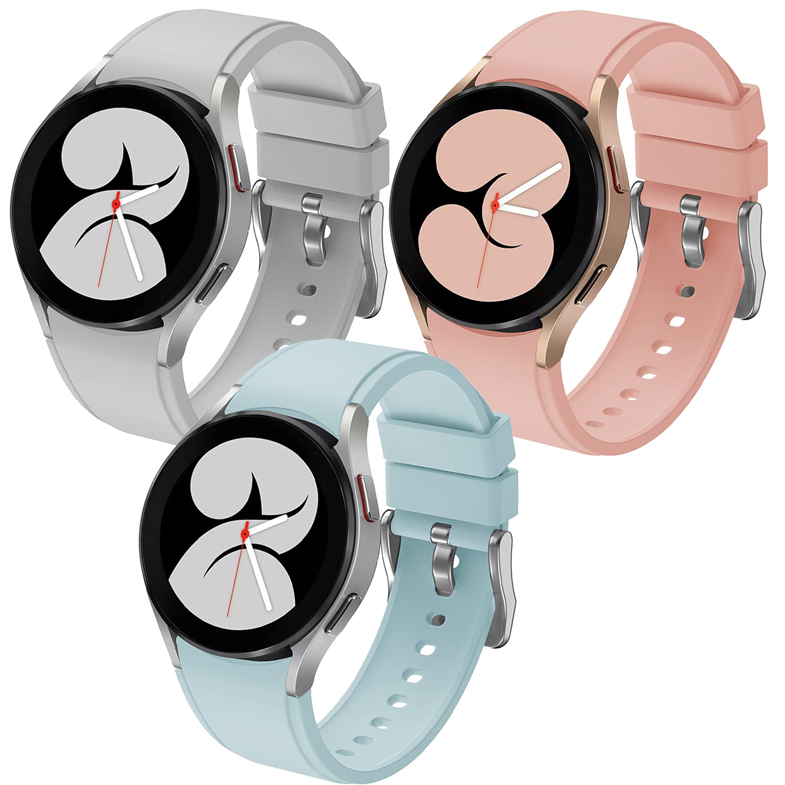 FunBand Compatible with Galaxy Watch 4 40mm / 44mm & Watch 4 Classic 42mm / 46mm Strap, 20mm Soft Silicone Classic Bracelet Replacement Band fit for Galaxy Watch 42mm / Galaxy Watch 3 41mm,3 Pack