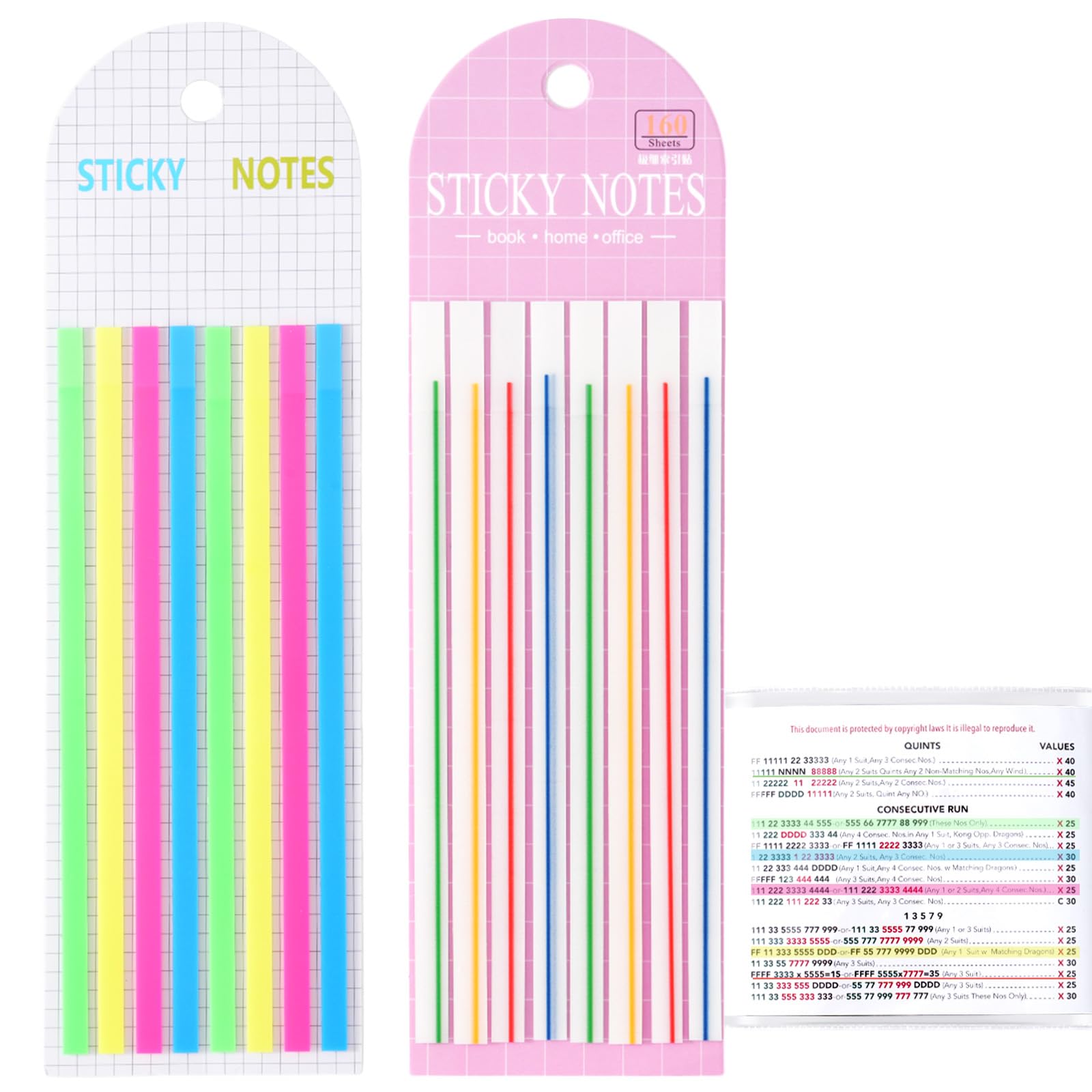 Photo 1 of 320 pcs Mahjong Card Line Finder Highlighter Tape, Mahjong Line Highlighter Stripe, Transparent Sticky Card Markers Tabs, Mahjong Game Rule Reader, Reusable & No Adhesive Residue (Solid color + Lines)