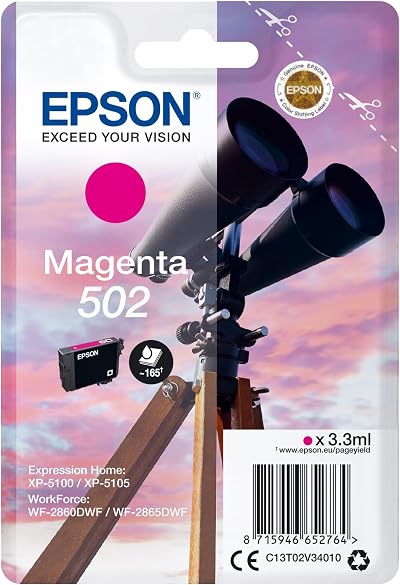 Epson 502 Magenta Ink Cartridge 165 Yield for Expression Home XP-5100