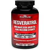 Resveratrol Supplement - 1400mg Extra Strength Formula with Grape Seed Extract, Green Tea Extract, Red Wine Extract - 60 Veggie Capsules