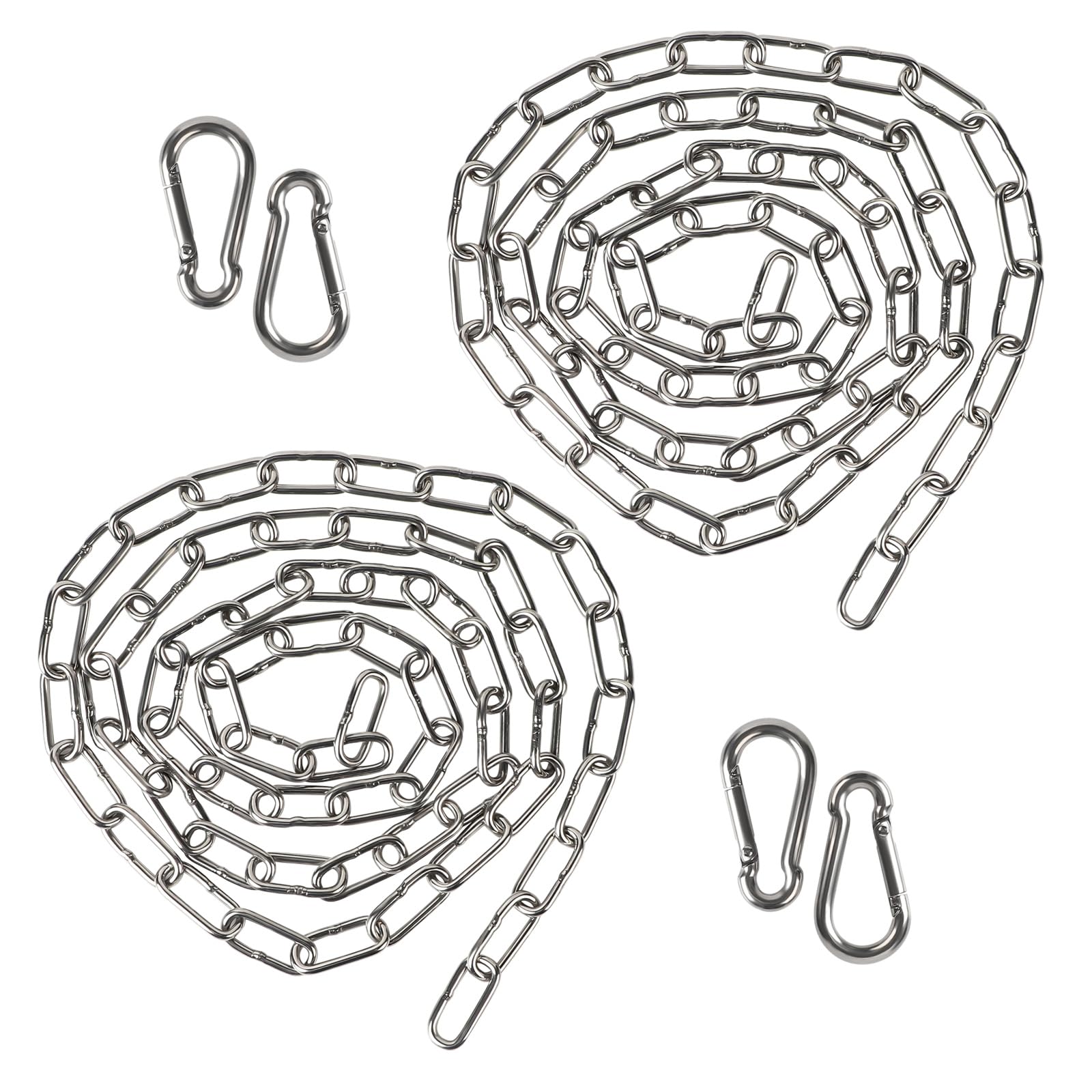 EXLECO Stainless Steel Chain Sold by the Metre 1.5 m 3 mm Steel Chain Link Chain Barrier Chain Decorative Chain Metal Chain for Hanging Dog Chain Anchor Chain Round Link Chain Long Links with 4