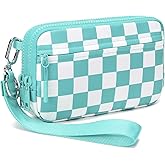 FODOKO Wristlet wallets for women Nylon Quilted Wallet with 4 Zippers,Travel Credit Card,Holder Cell Phone Organizer