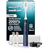 Philips Sonicare 7300 Rechargeable Electric Toothbrush, 3 Brush Heads, Navy | 2000% More Plaque Removal&sup1;, Visual Pressure Sensor, 12 Brush Settings, App Connected, 21-Day Battery, Travel Case, HX7423/05