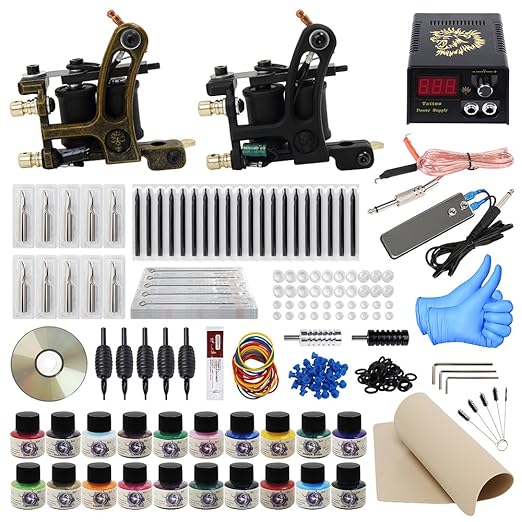 Wormhole Complete Tattoo Kits with 2 Tattoo Guns 20 Tattoo Ink 50