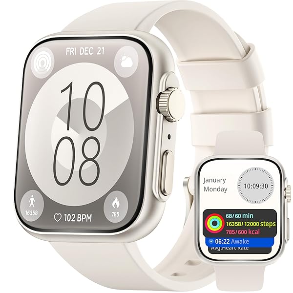 SMART WATCH FOR MEN WOMEN, BLUETOOTH CALL, 120+SPORTS MODES FITNESS TRACKER, SLEEP TRACKING, STEP & CALORIE COUNTER, IP68 WATER RESISTANT SMARTWATCHS FOR ANDROID IPHONE, LIGHTWEIGHT CASUAL BEIGE