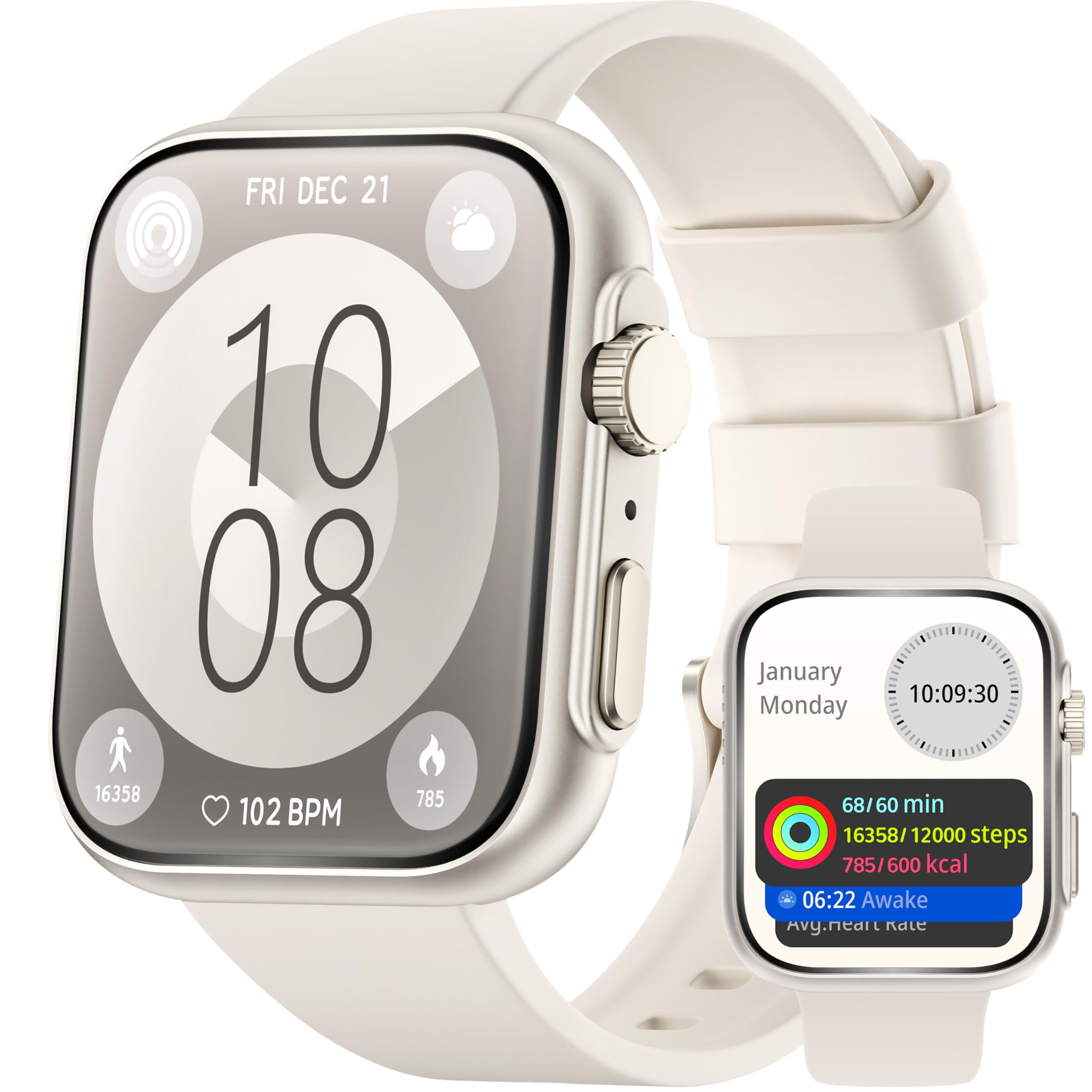 Photo 1 of Smart Watch for Men Women, Bluetooth Call, 120+Sports Modes Fitness Tracker, Sleep Tracking, Step & Calorie Counter, IP68 Water Resistant Smartwatchs for Android iPhone, lightweight Casual Beige