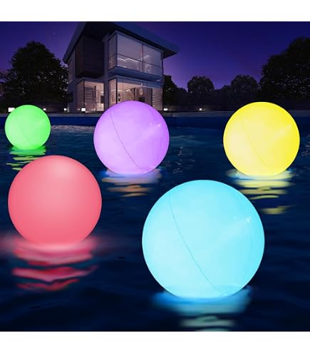 Joycabin 2 bolas de agua hinchables de 40 cm de diámetro, iluminación flotante, piscina impermeable, pelota de playa flotante, luces para playa, jardín, piscina Joycabin 2 bolas de agua hinchables de 40 cm de diámetro, iluminación flotante, piscina impermeable, pelota de playa flotante, luces para playa, jardín, piscina