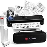 Phomemo Portable Printers Wireless for Travel Upgraded, M834 Bluetooth Thermal Printer 8.5" x 11"& A4 Size,Inkless Mobile Printer with Carry Case for Travel,Office,School,Car,Home,Black