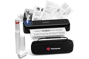 Phomemo Portable Printers Wireless for Travel Upgraded, M834 Bluetooth Thermal Printer 8.5" x 11"& A4 Size,Inkless Mobile Printer with Carry Case for Travel,Office,School,Car,Home,Black