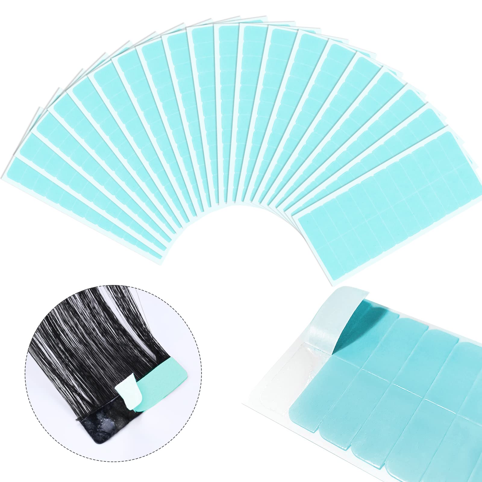 EBANKU 240Pcs Double Sided Hair Tape - Hair Extension Tape Tabs Replacement Tape for Hair Extensions Lace Wig Hairpiece Toupee Hair Weft (Green) — image 1