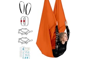 PRIOR FITNESS Aerial Yoga Hammock Set, 6 Yards Premium Low Stretch Thick Fabric Yoga Swing with Certified Rigging Hardware, Aerial Silks for Antigravity Yoga Inversion Exercise Suits All Levels