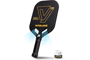 VITALUXE T700 Raw Carbon Fiber Pickleball Paddle, Edgeless 3K Textured Carbon Friction Surface，Thermoformed Pickleball Paddle