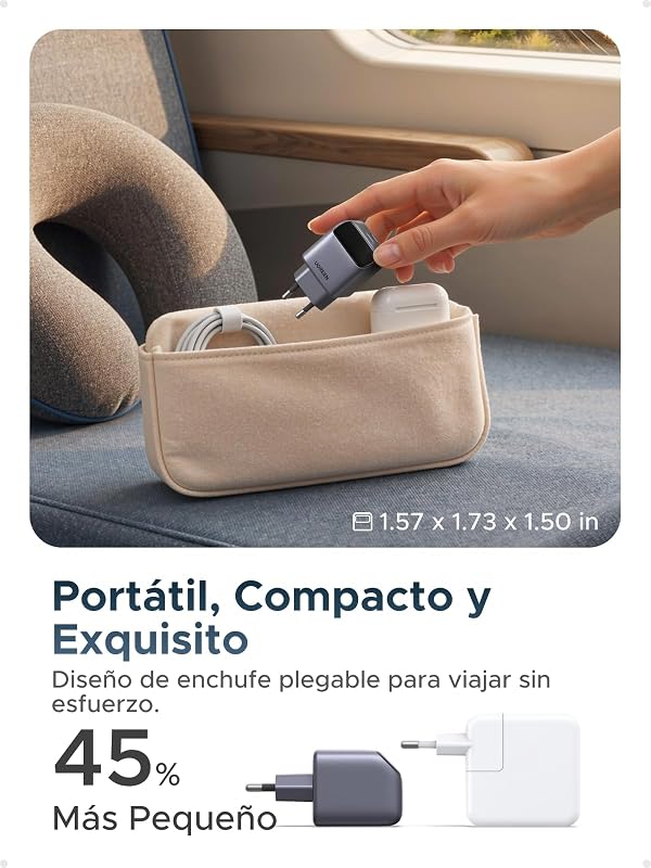 Nexode Pro Cargador USB C 45W PPS Carga Rápida iPhone con Pantalla
