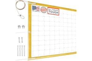 DDVLG Professional Volleyball Net Heavy Duty Outdoor, Upgraded Weather Performance with 46FT High-Tensile Steel Cable, Reinforced Borders, Ideal for Indoor/Outdoor- 32x3FT (Net Only)