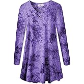LARACE Women Plus Size Tunic Tops Long Sleeve V Neck Blouse Loose Swing Basic Flowy T Shirt for Leggings